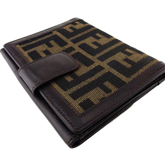 FENDI W Wallet Zukka Beige Canvas x Leather Authentic - Picture 3 of 10